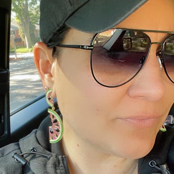 Sugarfix Baublebar Watermelon Need For Seed Earrings Goldtone Statement Pearl - Picture 3 of 10